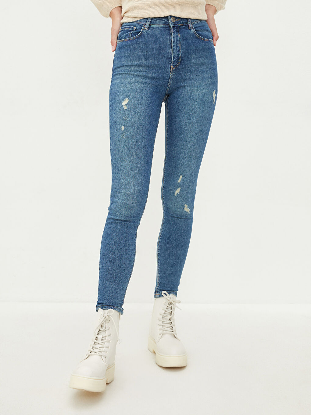 İndigo Yüksek Bel Jüpiter Süper Skinny Fit Kadın Jean Pantolon-3