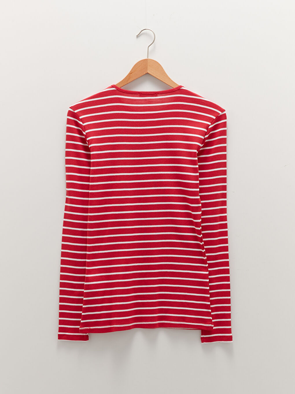 Crew Neck Striped Long Sleeve Cotton Women's T-shirt-6