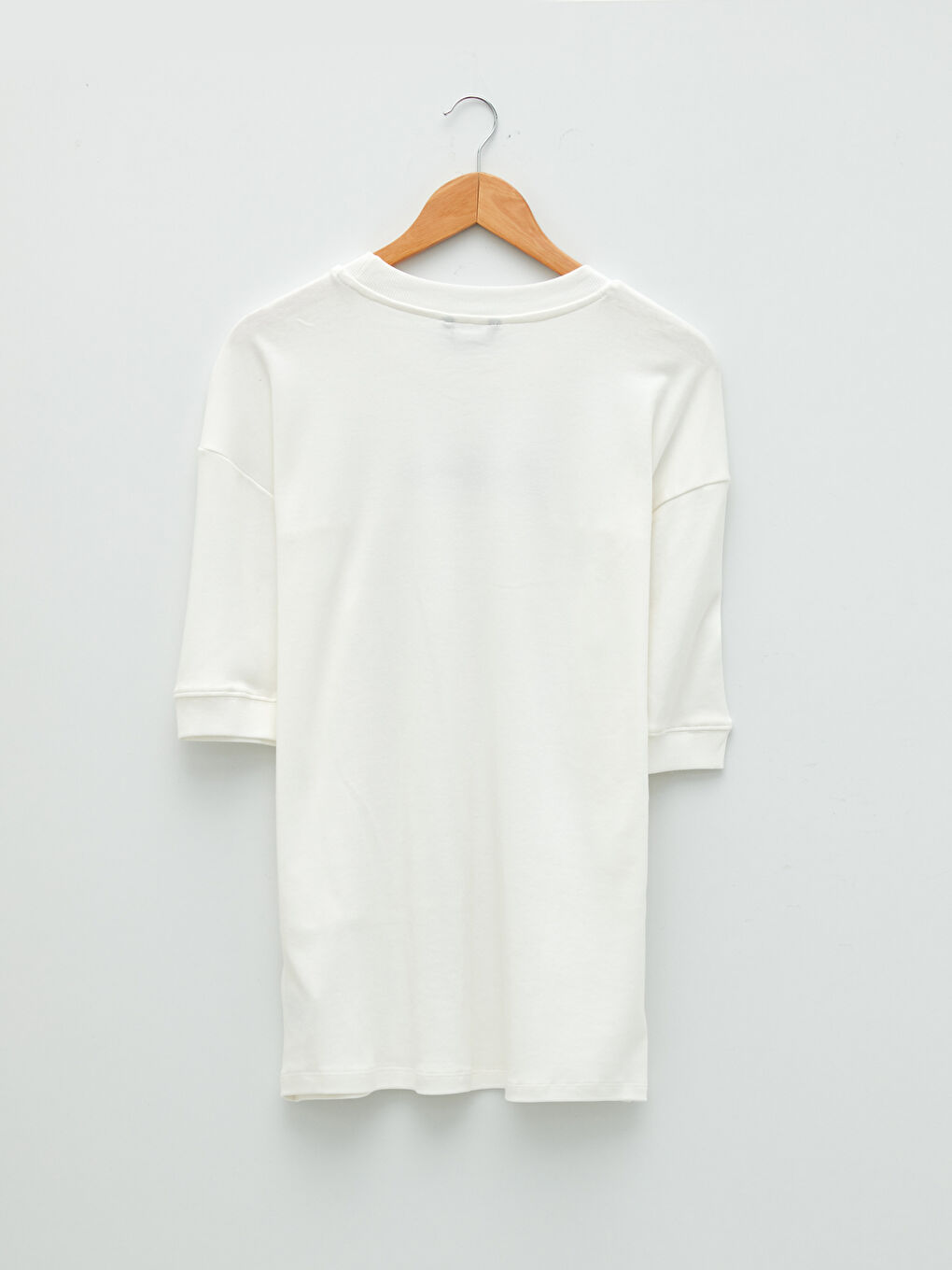 Ekru Bisiklet Yaka Kısa Kollu Baskılı Penye Erkek Tişört-7