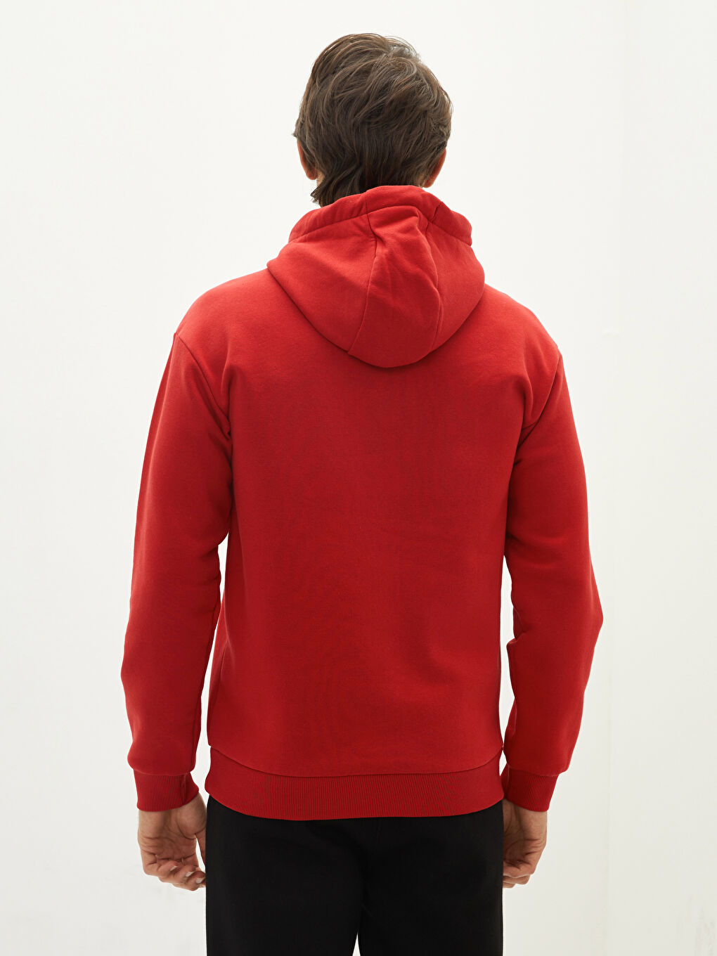 Kırmızı Uzun Kollu Baskılı Erkek Kalın Hoodie-7