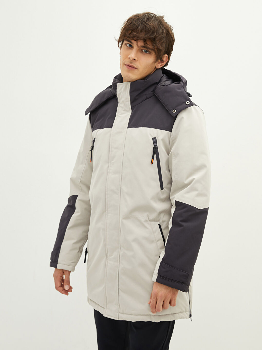 Hooded Color Block Men's Coat-2