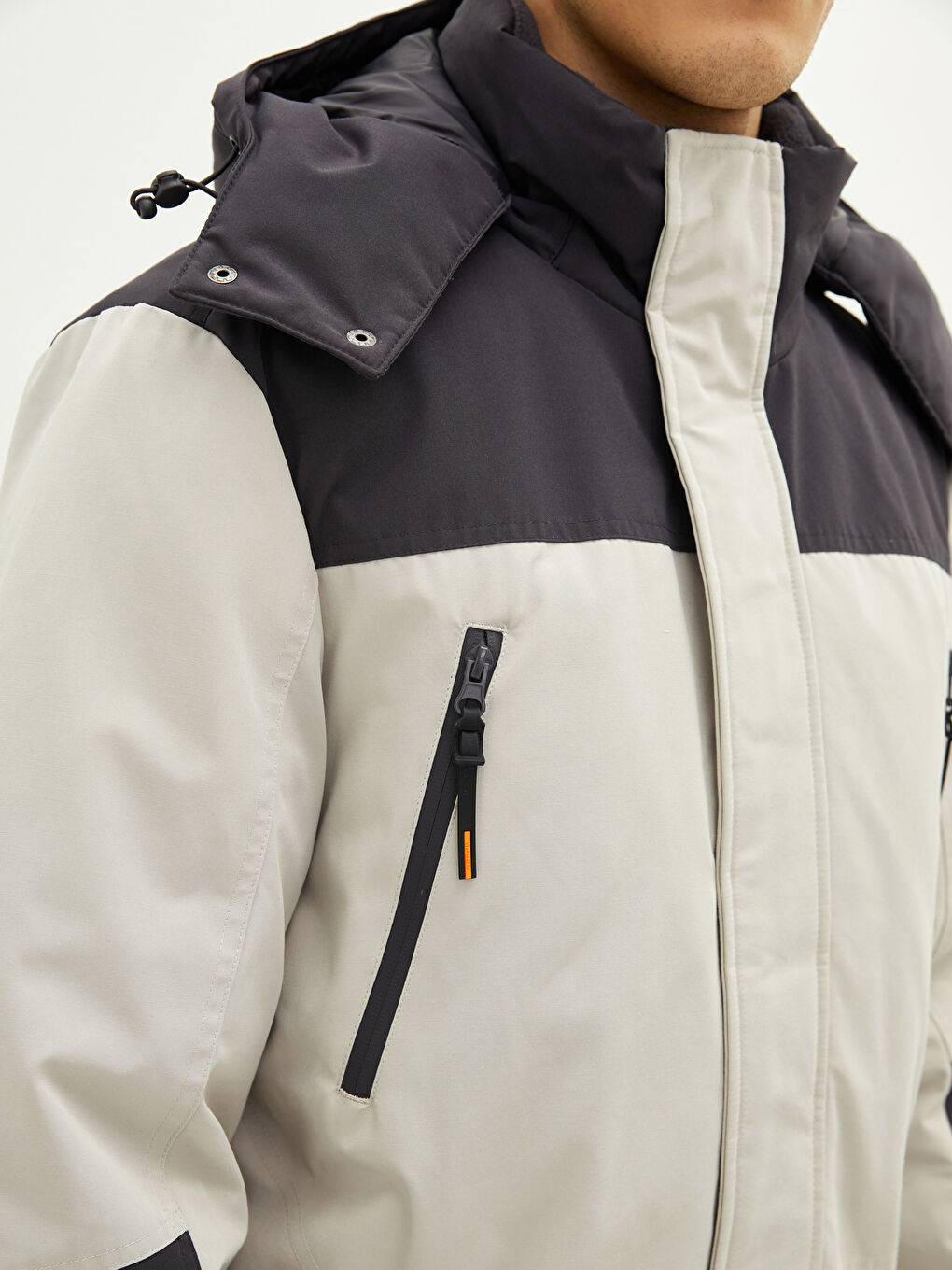 Hooded Color Block Men's Coat-5