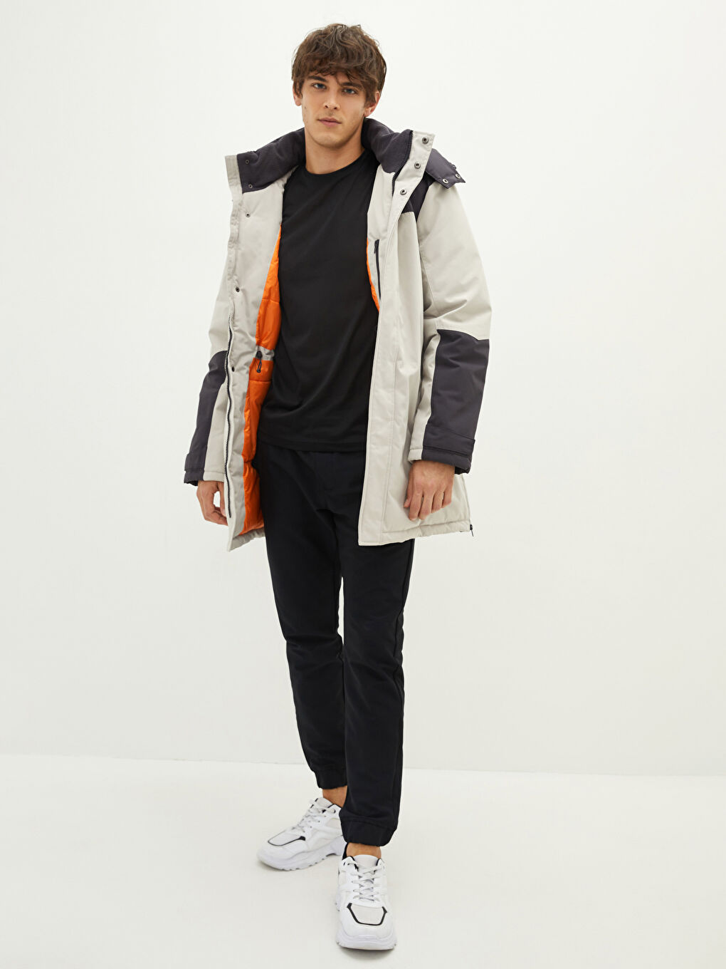 Hooded Color Block Men's Coat-1