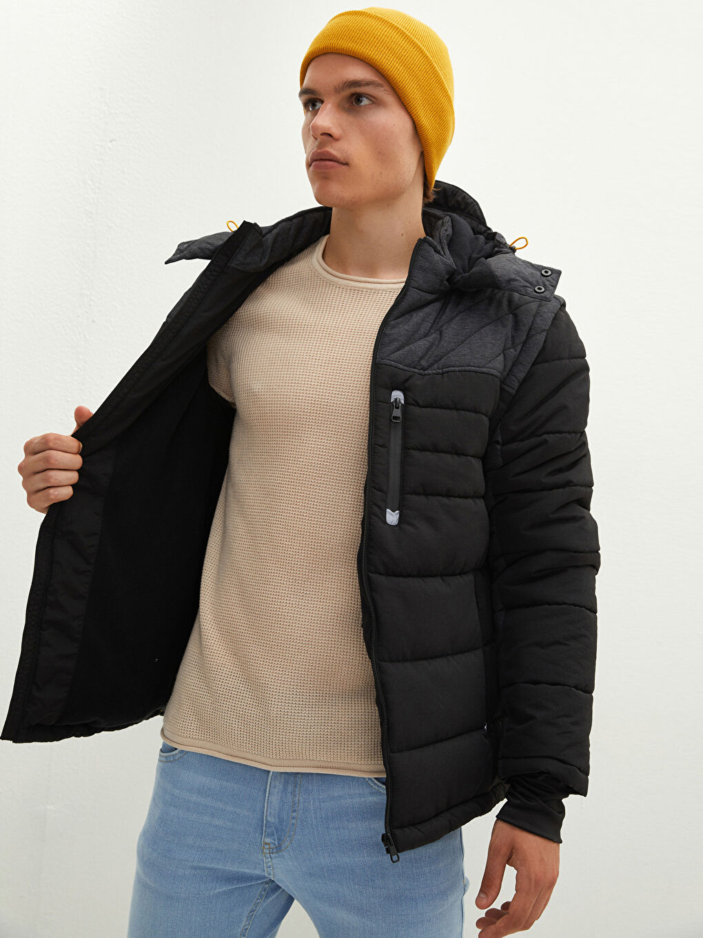 Standard Fit Hooded Thick Men's Coat-2