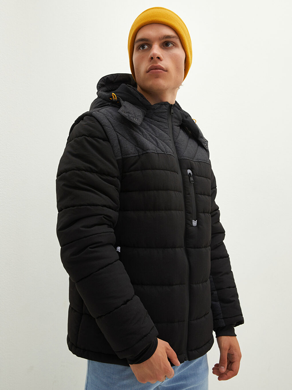 Standard Fit Hooded Thick Men's Coat-5