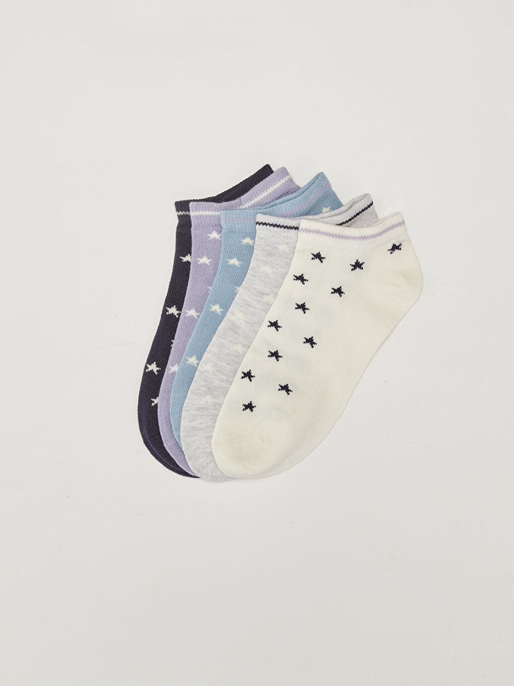 Star Patterned Cotton Women's Booties Socks 5 Pack