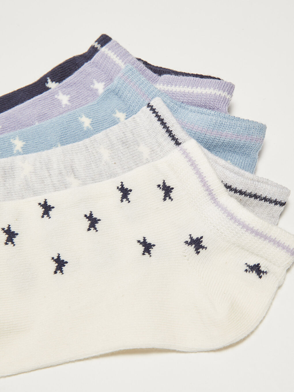 Star Patterned Cotton Women's Booties Socks 5 Pack-2