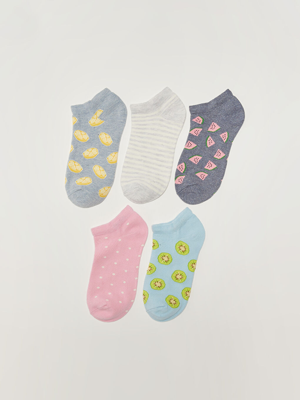 Gemusterte Sneaker-Socken für Damen 5er-Pack-1