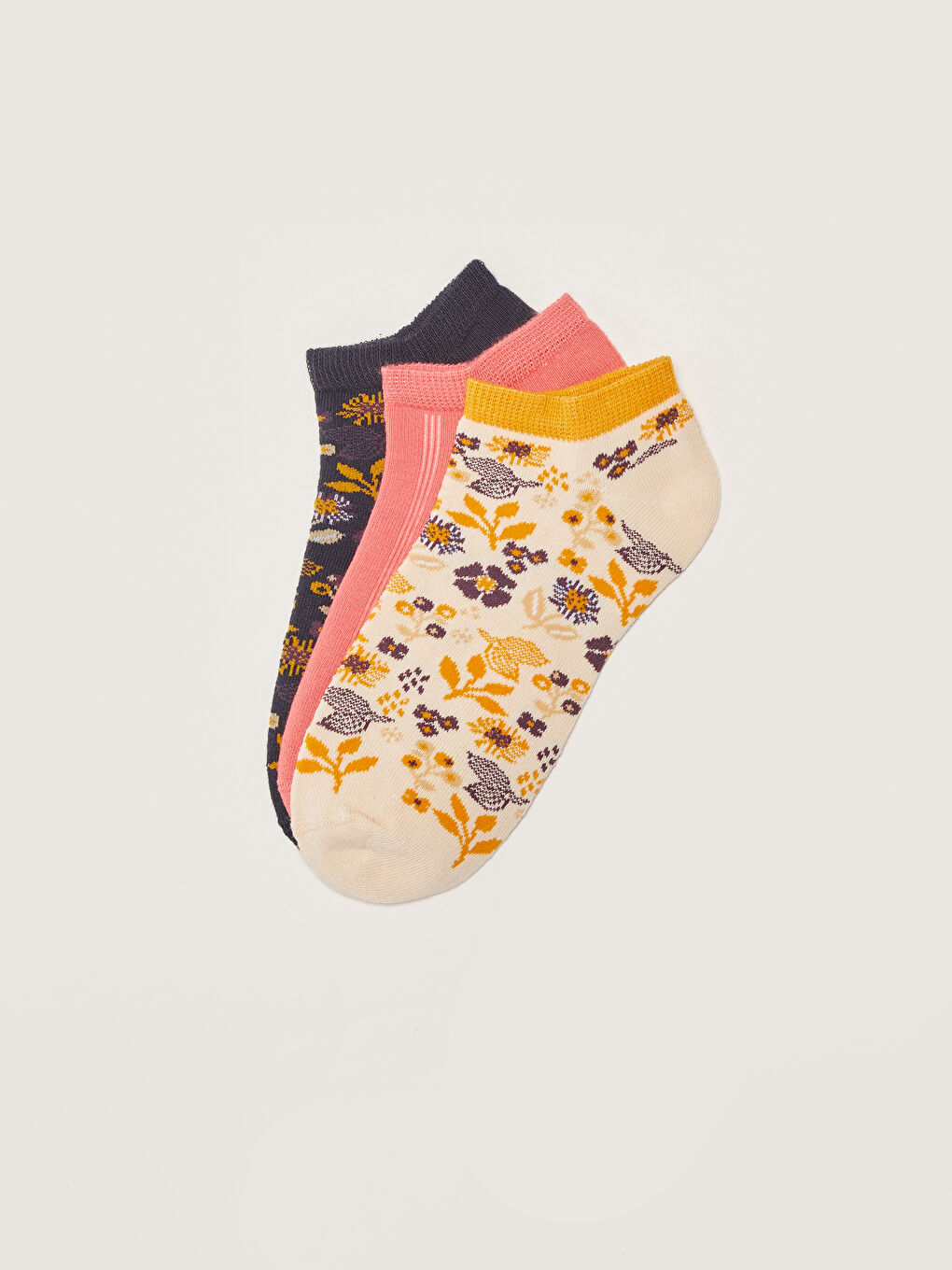 Floral Patterned Booties Socks 3-Pack