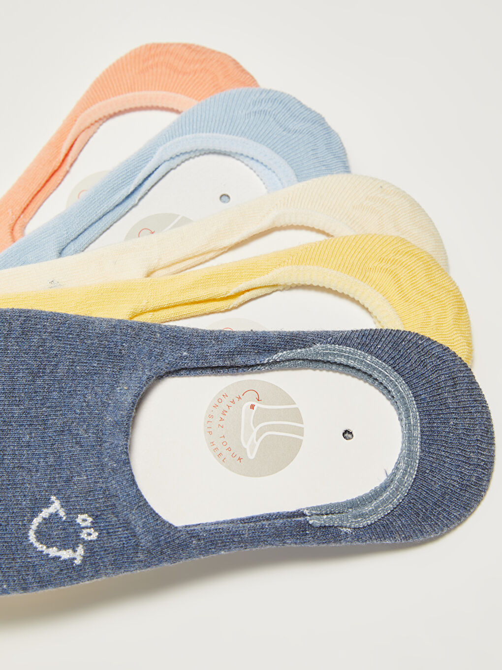 Pembe Desenli Kaymaz Topuk Pamuklu Kadın Babet Çorap 5'li Paket-2