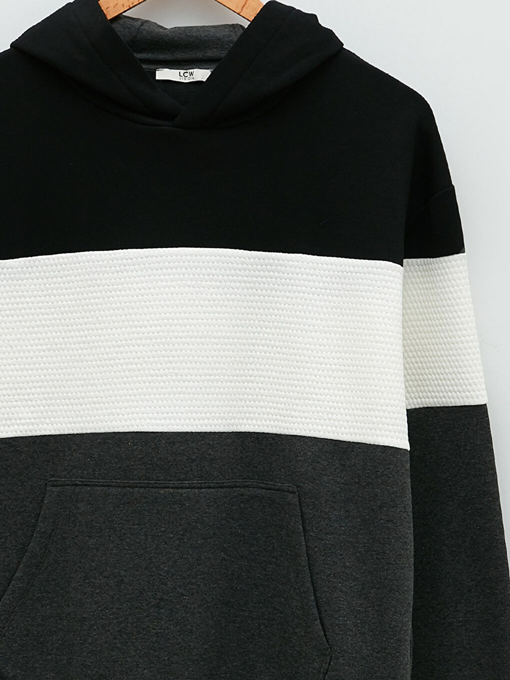 Uzun Kollu Renk Bloklu Erkek Hoodie-7
