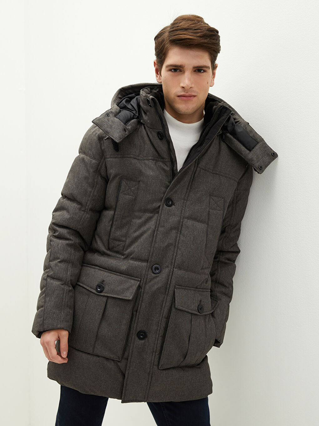 Palton Gros cu Glugă, Croială Standard pentru Bărbați