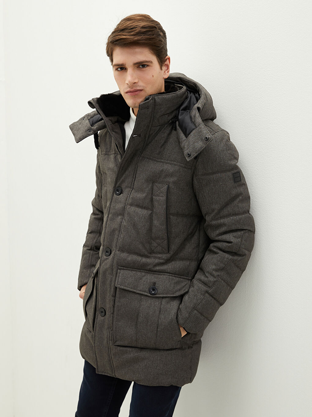 Palton Gros cu Glugă, Croială Standard pentru Bărbați-1