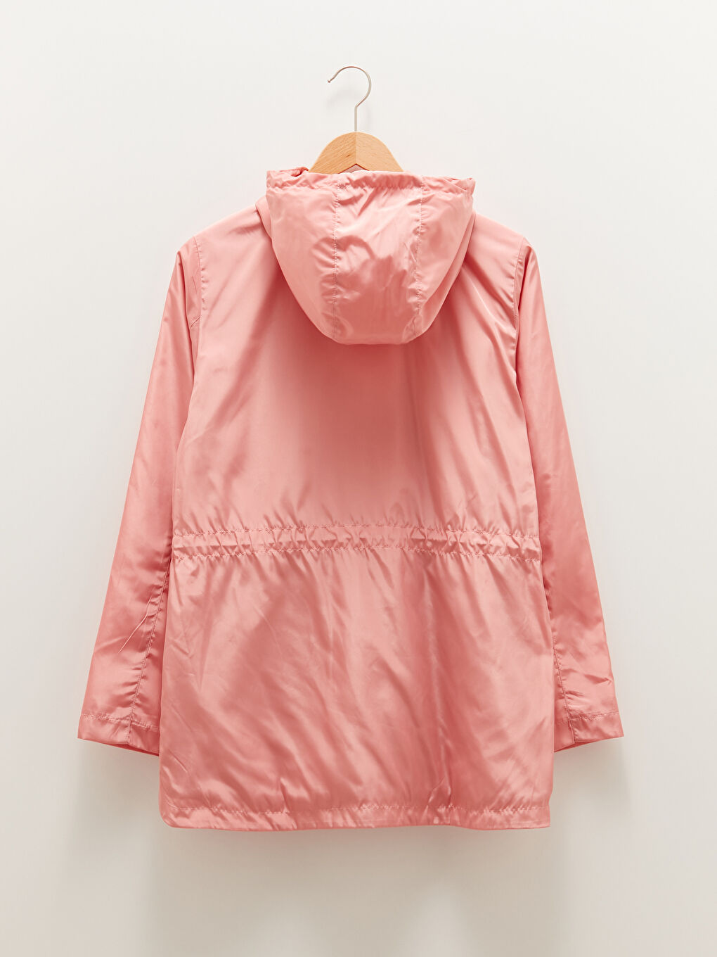 Kapüşon Yaka Düz Uzun Kollu Cep Detaylı Kadın Yağmurluk-14