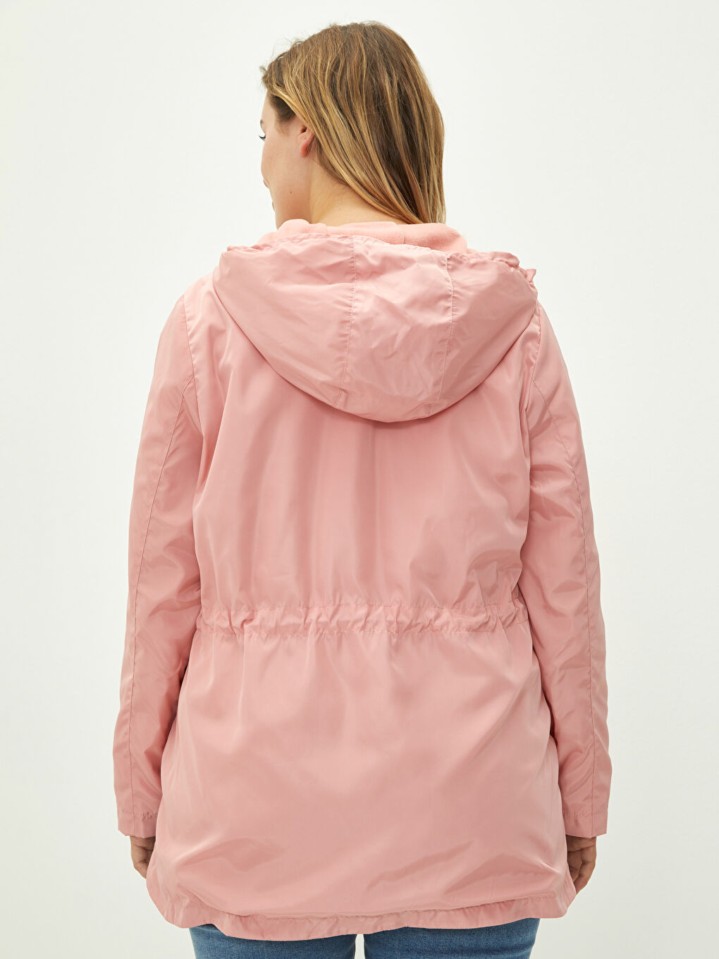 Kapüşon Yaka Düz Uzun Kollu Cep Detaylı Kadın Yağmurluk-10