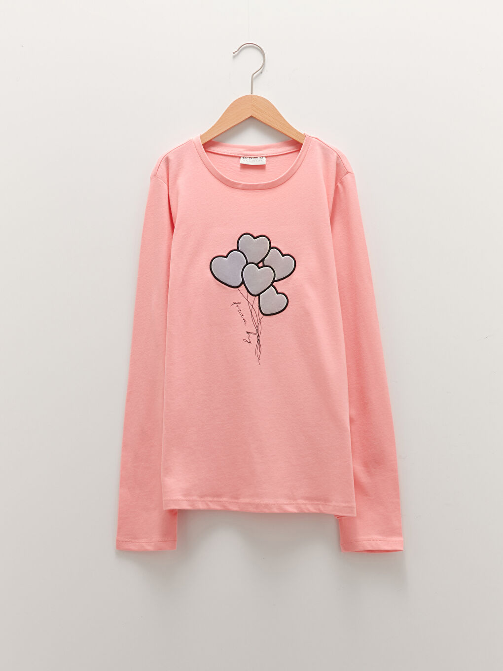 Crew Neck Printed Long Sleeve Girls' T-Shirt