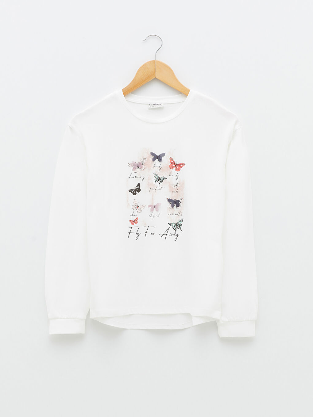 Crew Neck Printed Long Sleeve Girls' T-Shirt