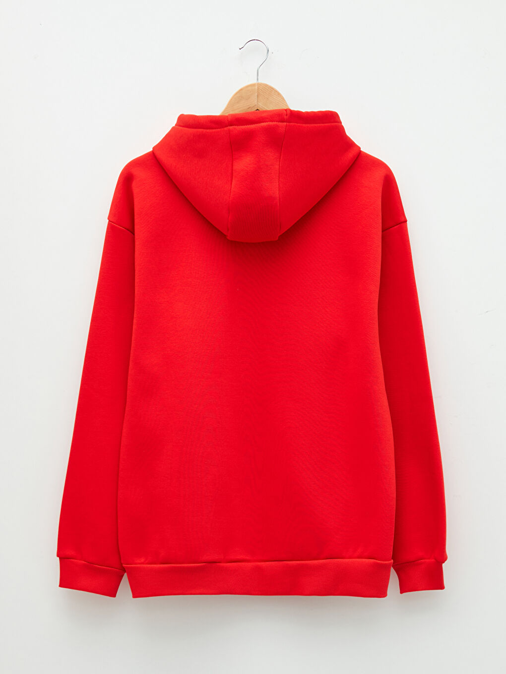 Kırmızı Uzun Kollu Baskılı Kalın Erkek Kalın Hoodie-10