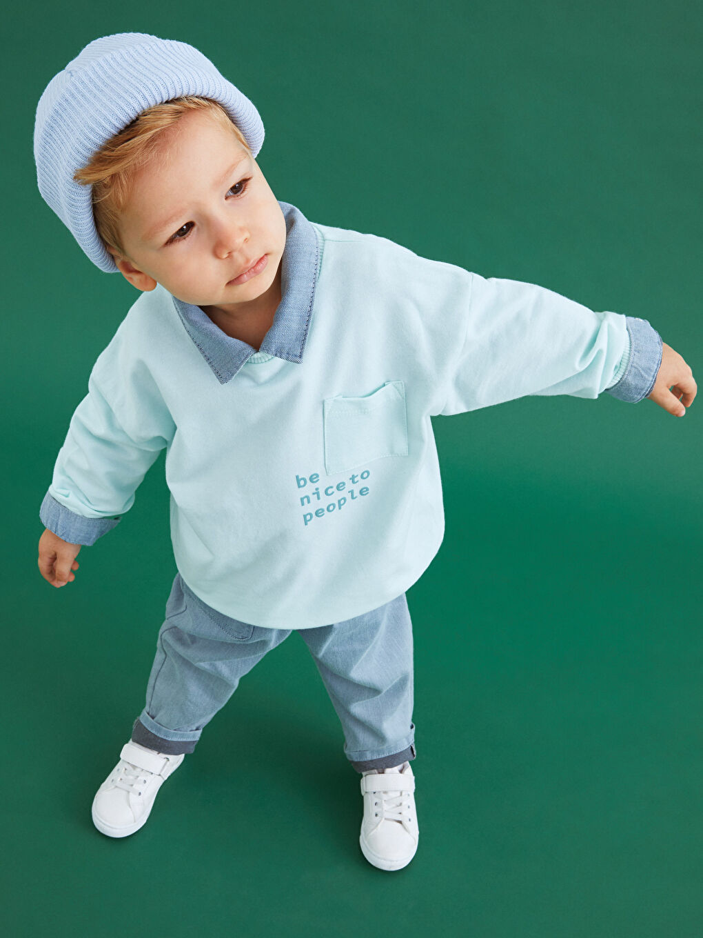 Crew Neck Long Sleeve Printed Baby Boys' Sweatshirt