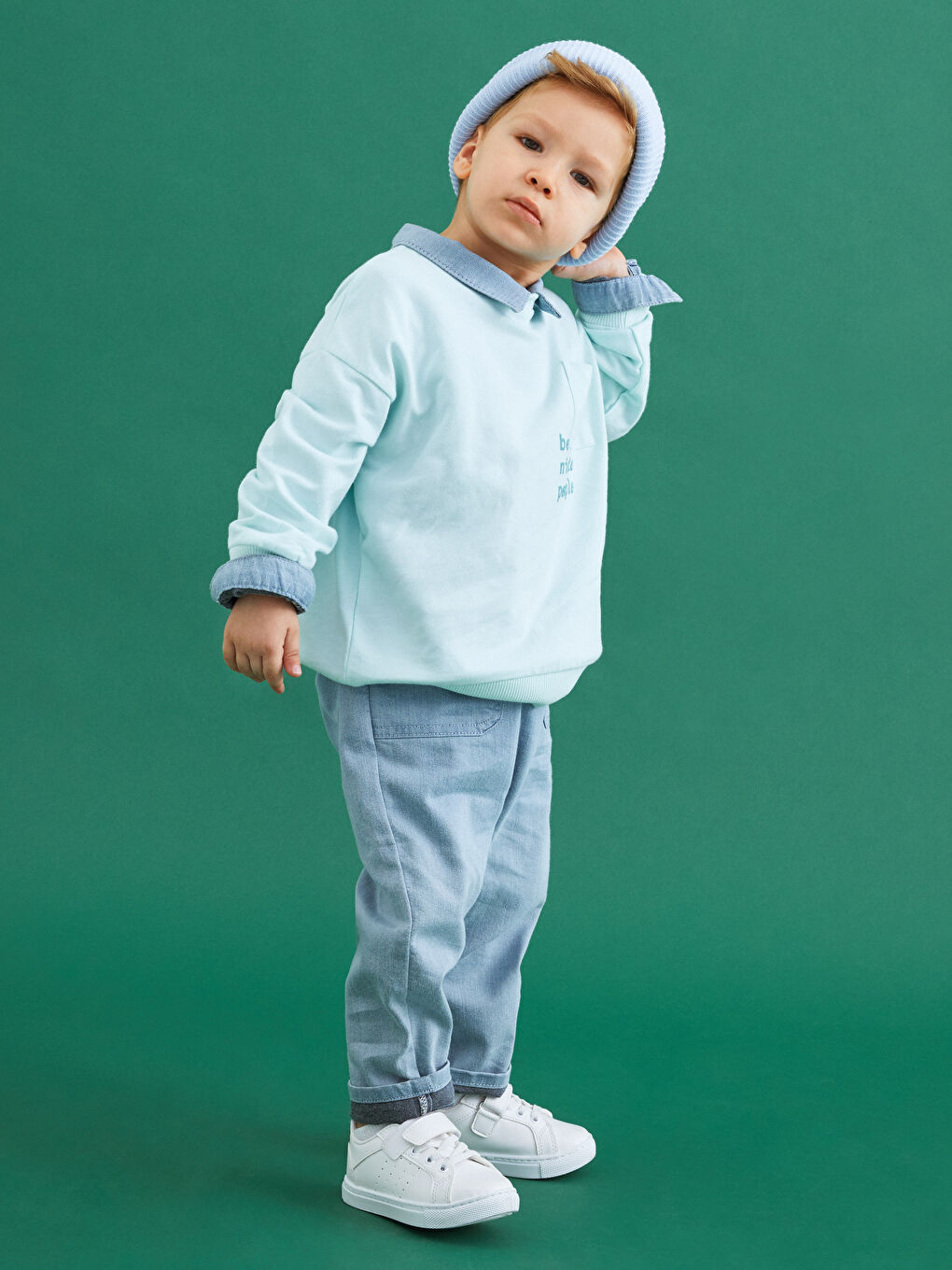 Crew Neck Long Sleeve Printed Baby Boys' Sweatshirt-1