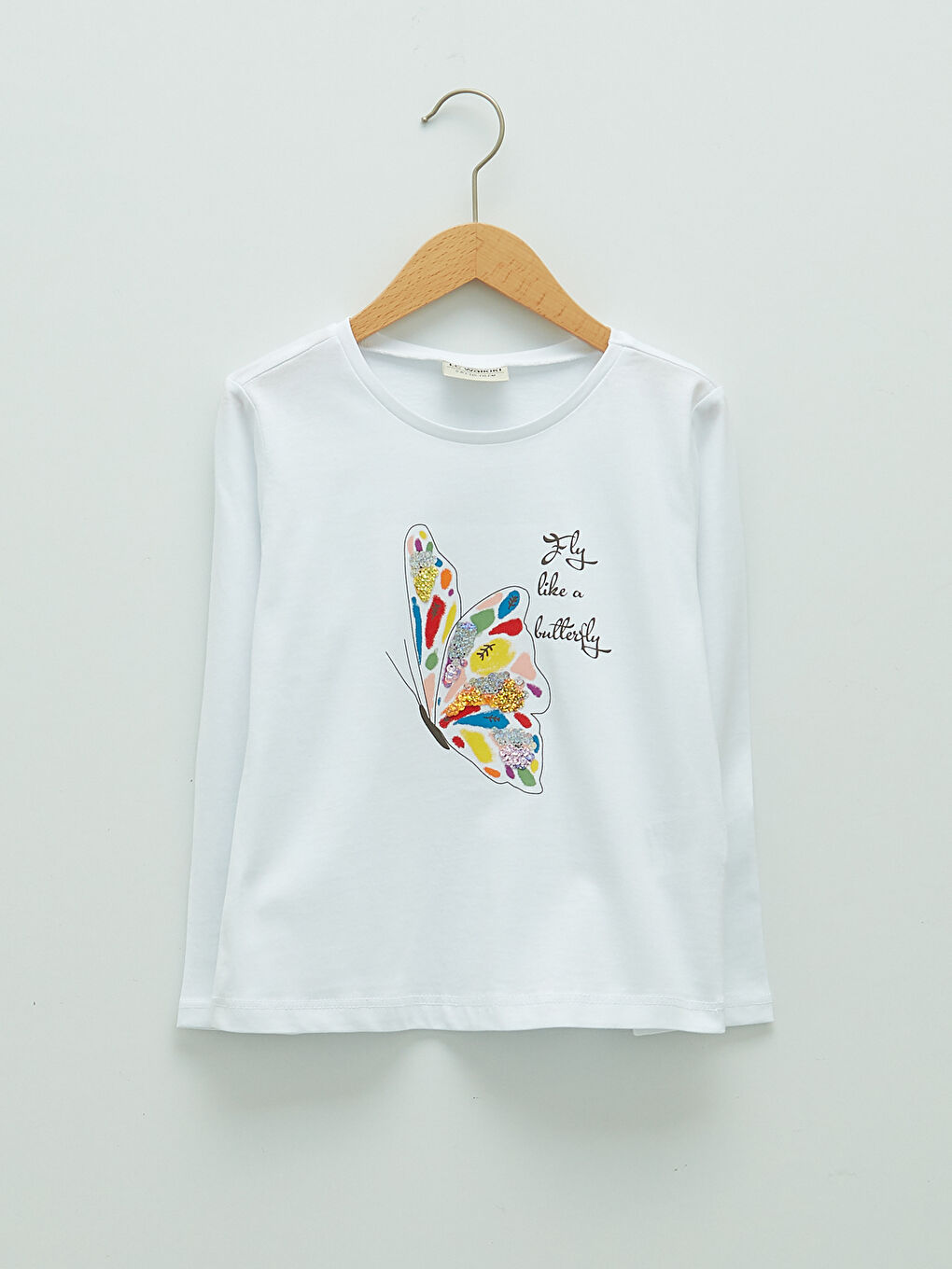 Crew Neck Printed Long Sleeve Girls' T-Shirt