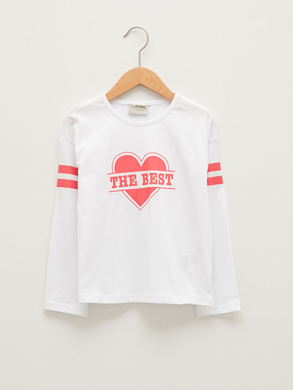 Crew Neck Printed Long Sleeve Cotton Girl T-shirt