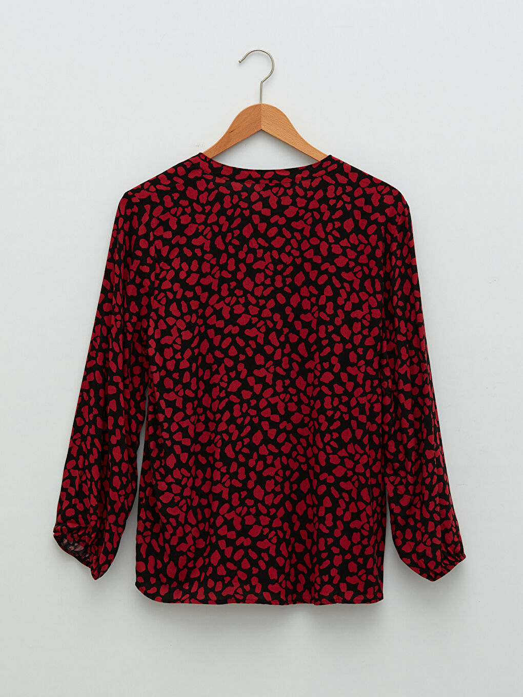 بلوزة نسائية بأكمام طويلة مطبوعة برقبة مربوطة من الفسكوز-6