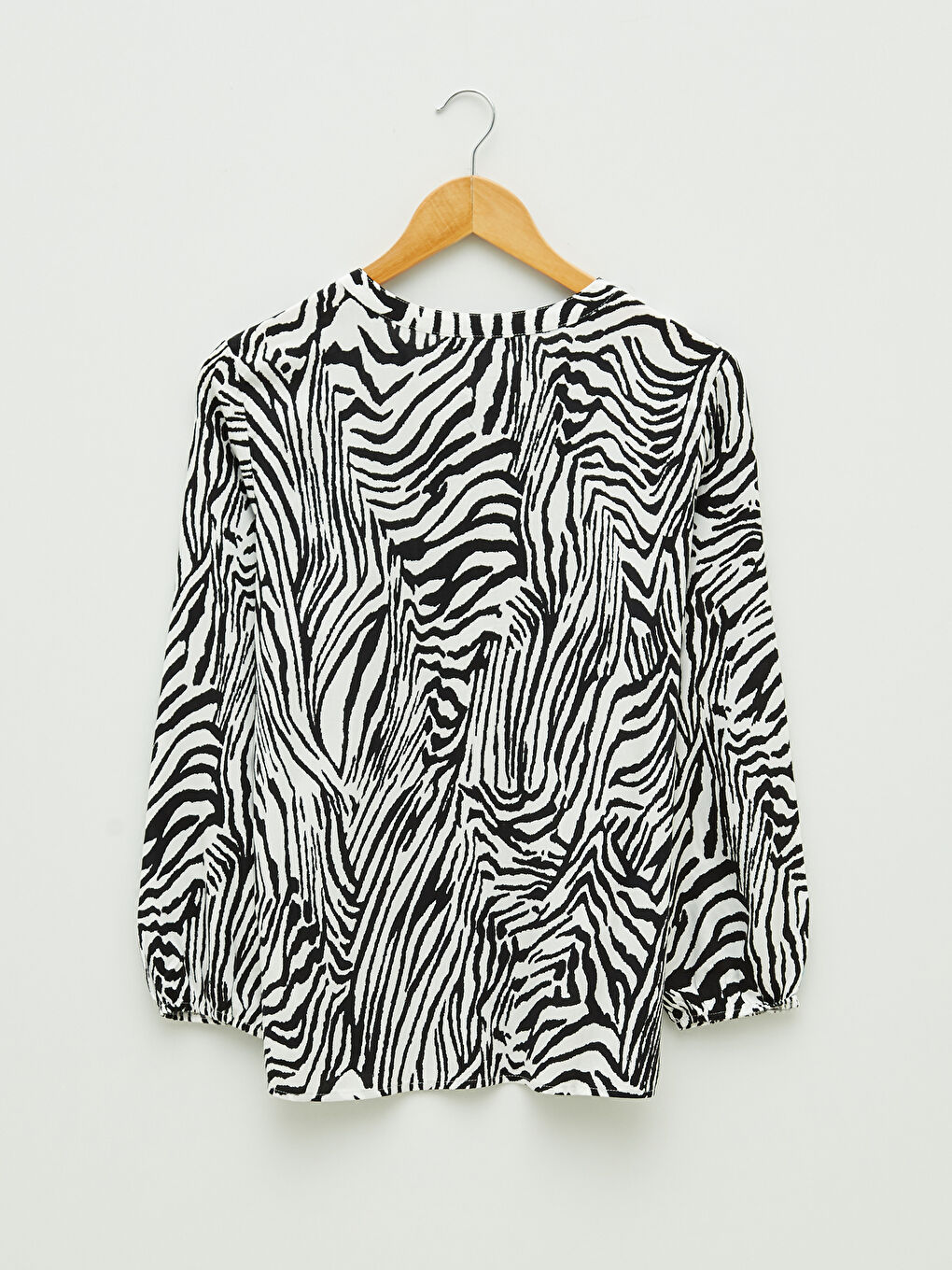 Блузка из вискозы с узором, с длинным рукавом и воротником на завязках для женщин-6