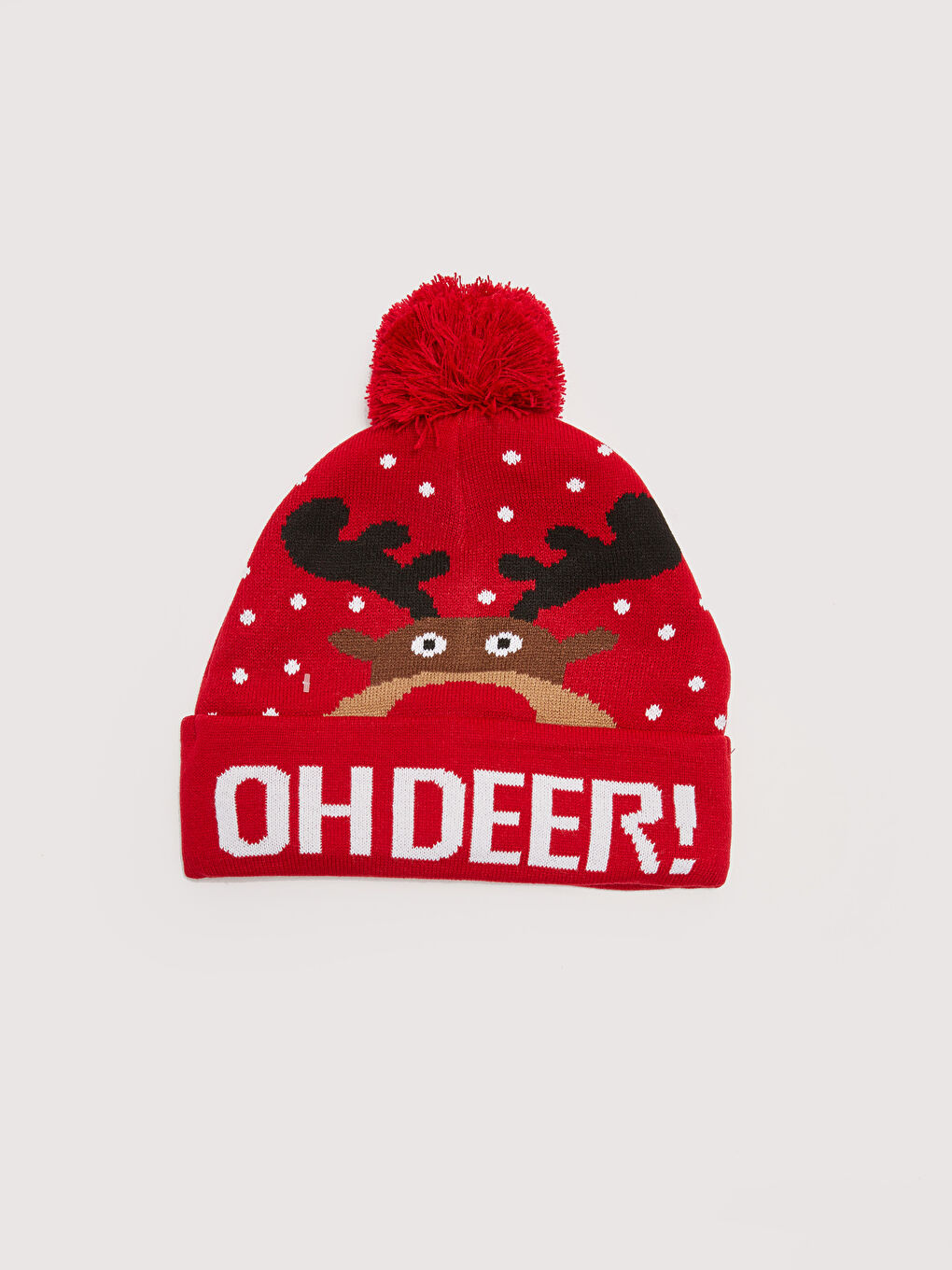 LCW ACCESSORIES Weihnachtliche Mütze mit Hirschmotiv und Bommel für Herren -W19055Z8-M0T
