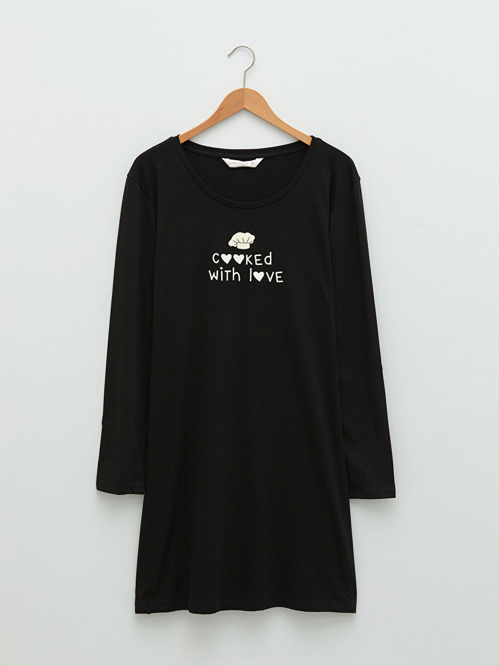LCW DREAM Crew Neck Printed Long Sleeve Cotton Nightgown -W19109Z8-CVL