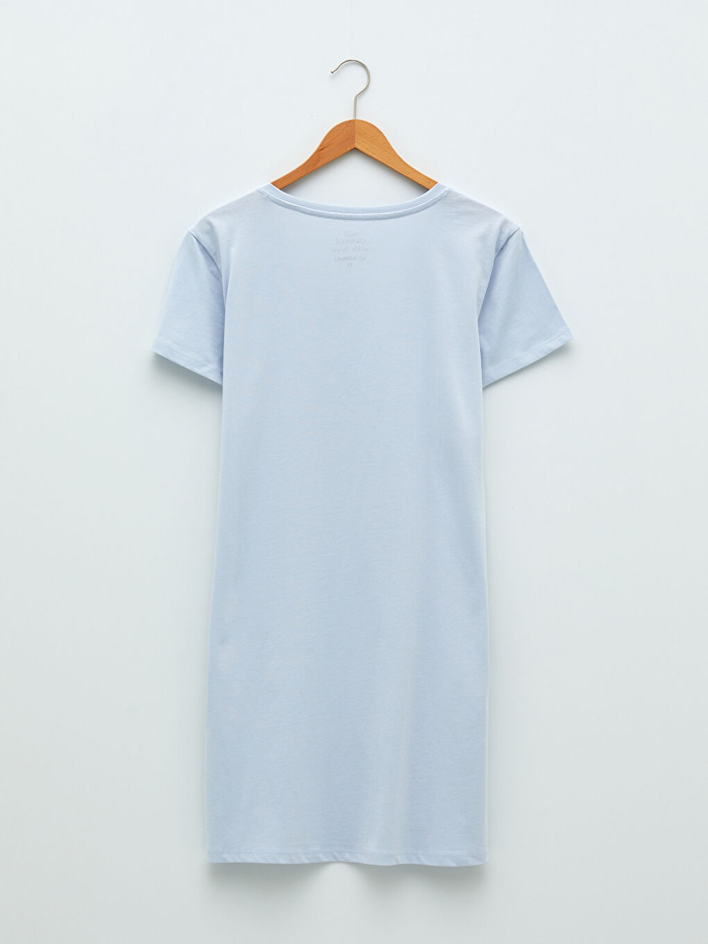 Mavi Bisiklet Yaka Baskılı Kısa Kollu Pamuklu Kadın Gecelik-6