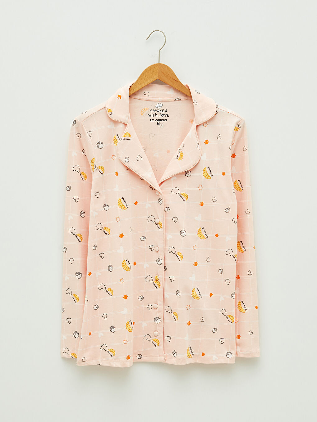 Set de pijama din bumbac cu mânecă lungă imprimat și guler de cămașă pentru femei-6