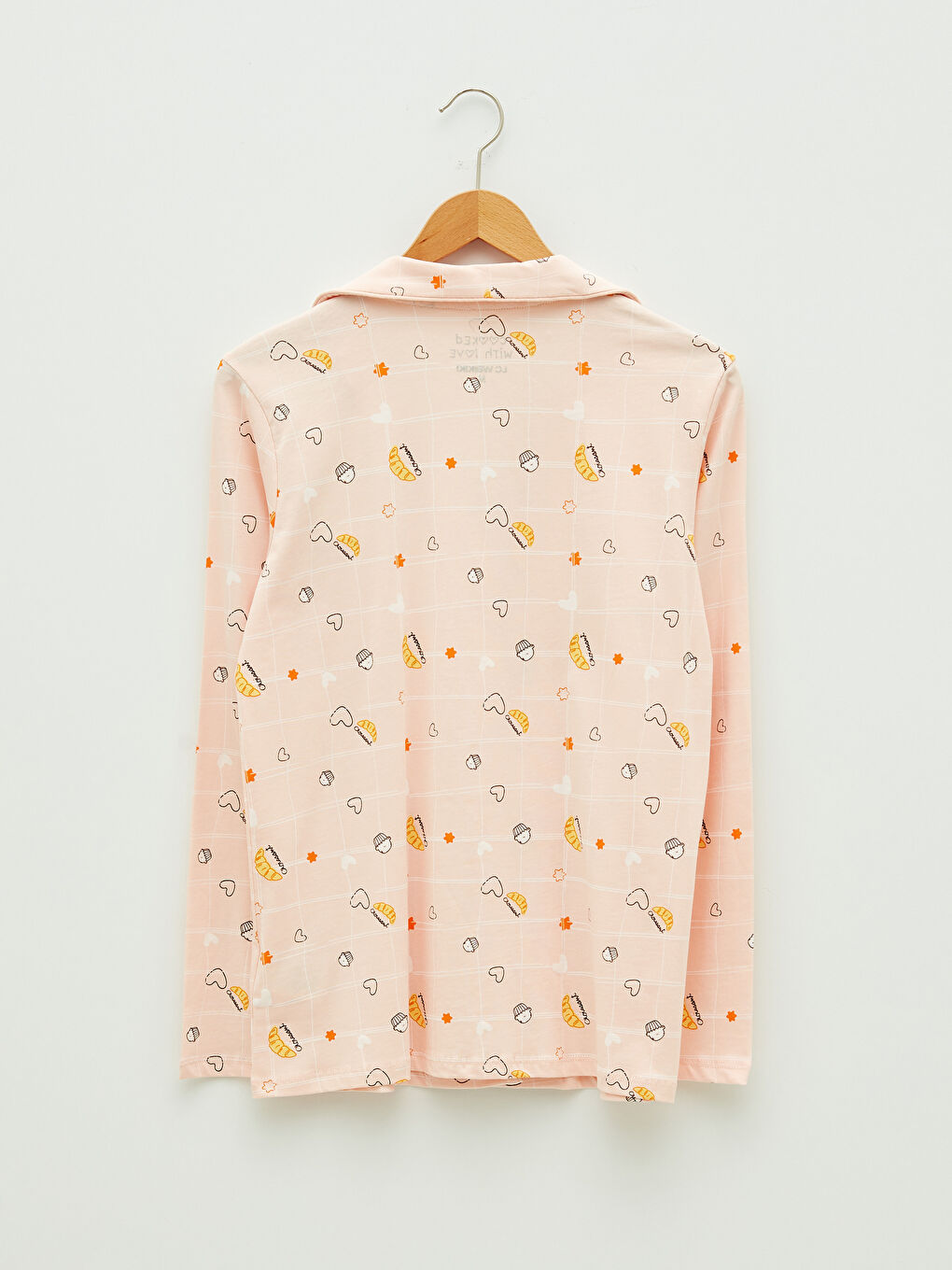 Set de pijama din bumbac cu mânecă lungă imprimat și guler de cămașă pentru femei-8