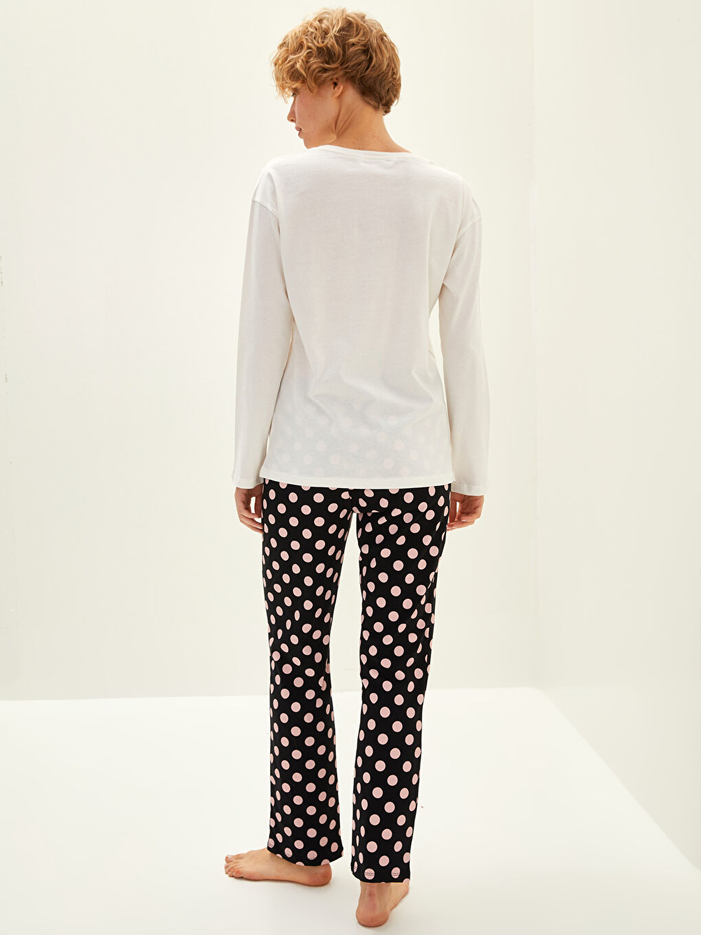 Crew Neck Printed Long Sleeve Cotton Women's Pajama Set-5