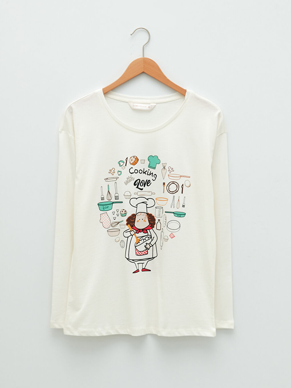 Crew Neck Printed Long Sleeve Cotton Women's Pajama Set-7