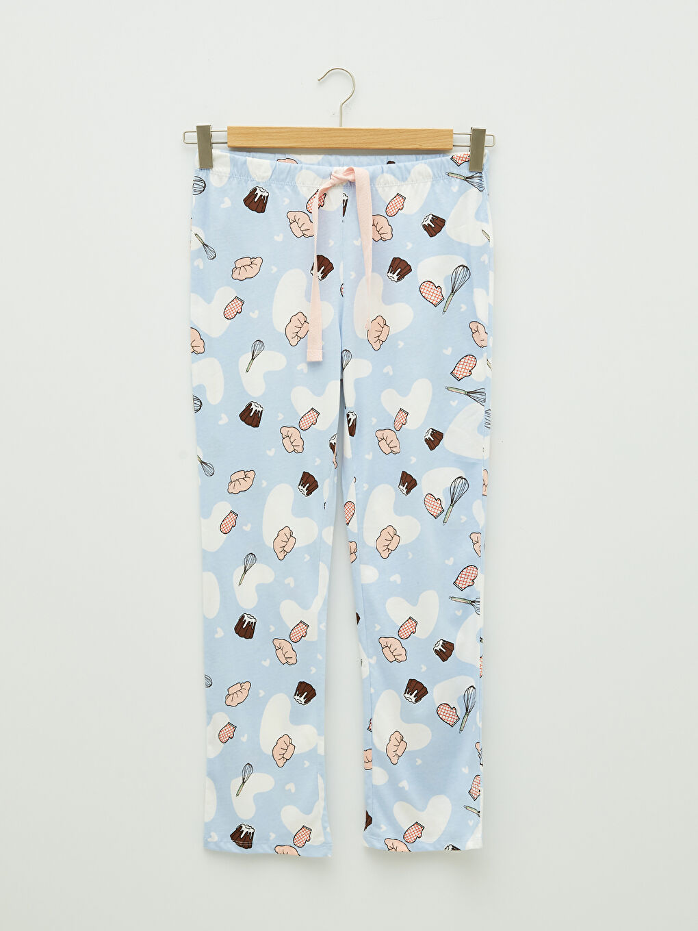 طقم بيجامة قميص بياقة كم طويل مطبوع قطن للسيدات-7