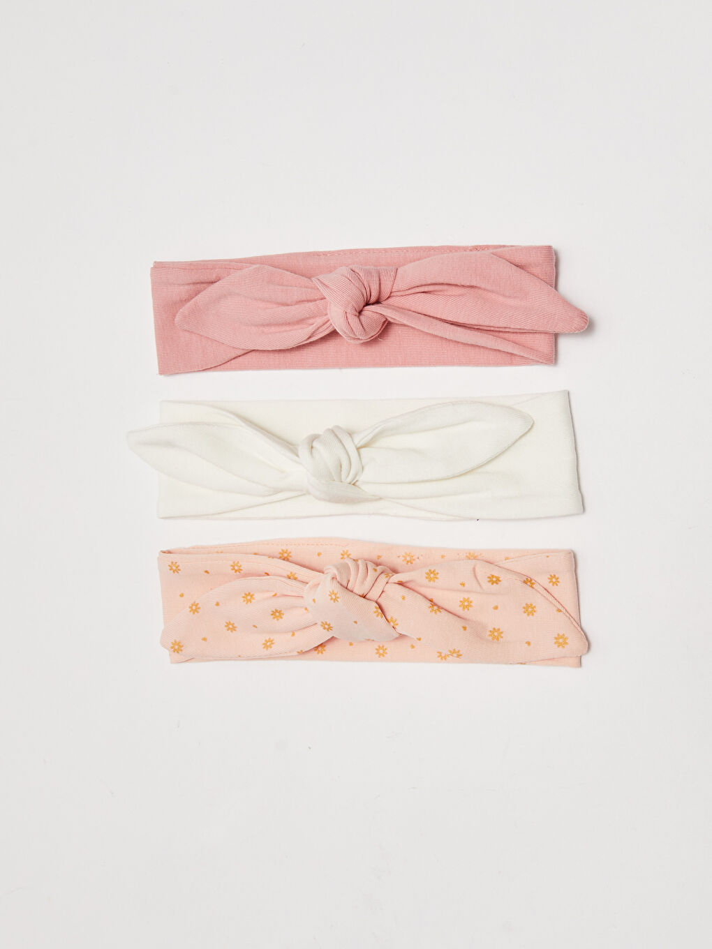 Bow Detailed Cotton Baby Girl Hair Band 3 Pack-1