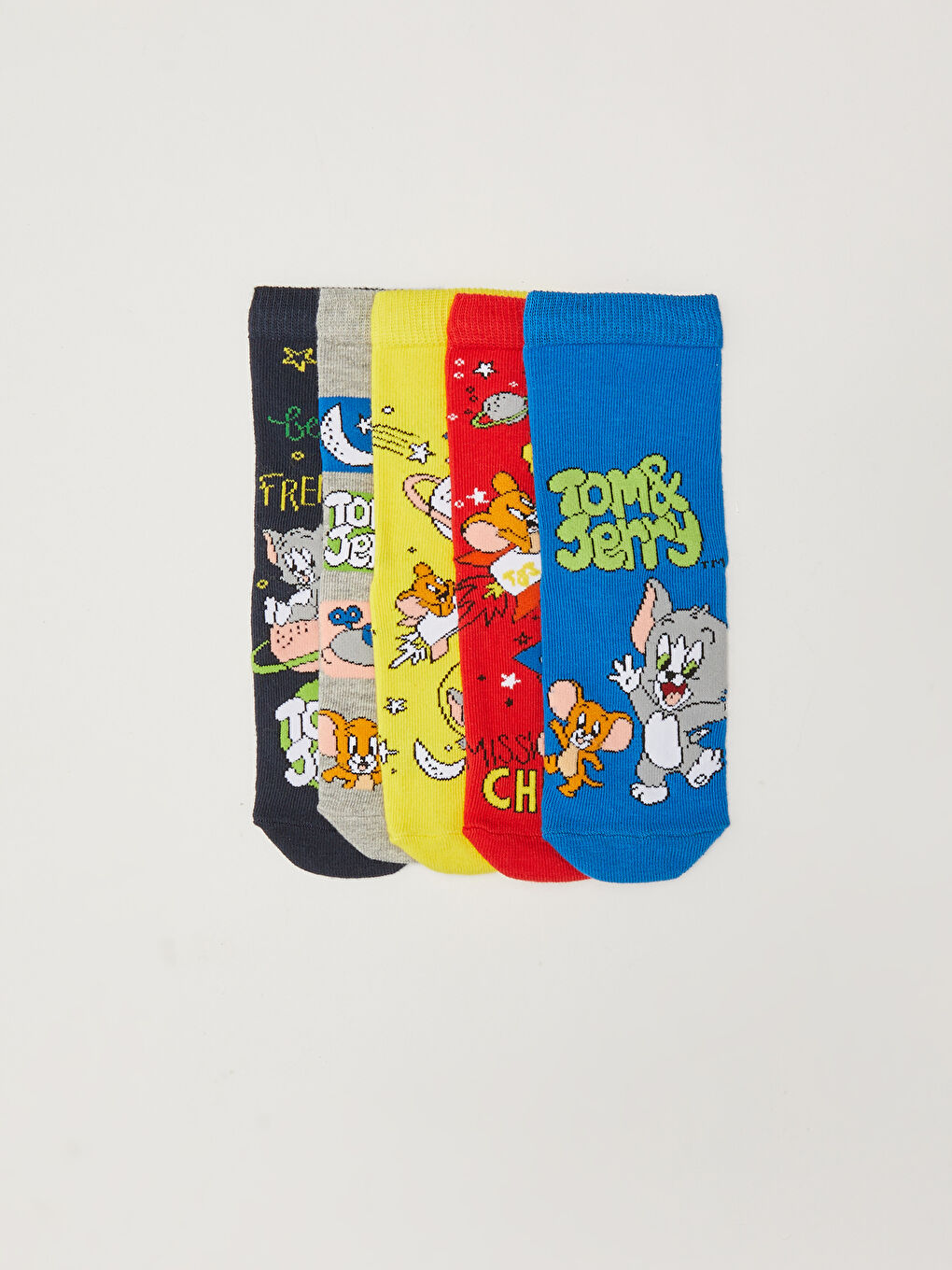 Karışık Tom ve Jerry Desenli Erkek Çocuk Soket Çorap 5'li