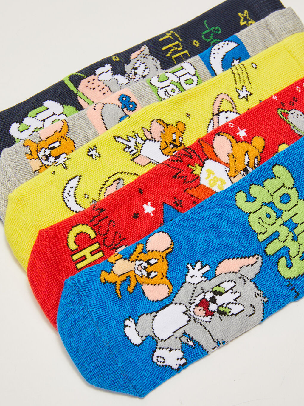 Karışık Tom ve Jerry Desenli Erkek Çocuk Soket Çorap 5'li-2