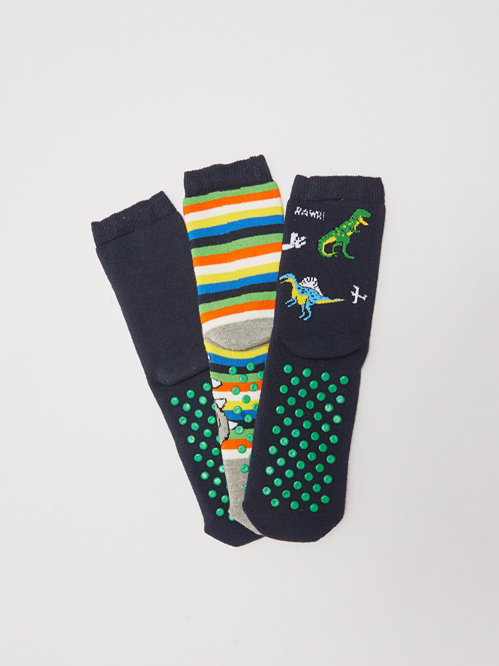 Dinosaur Patterned Boys Thick Terry Socks 3 Pack-1