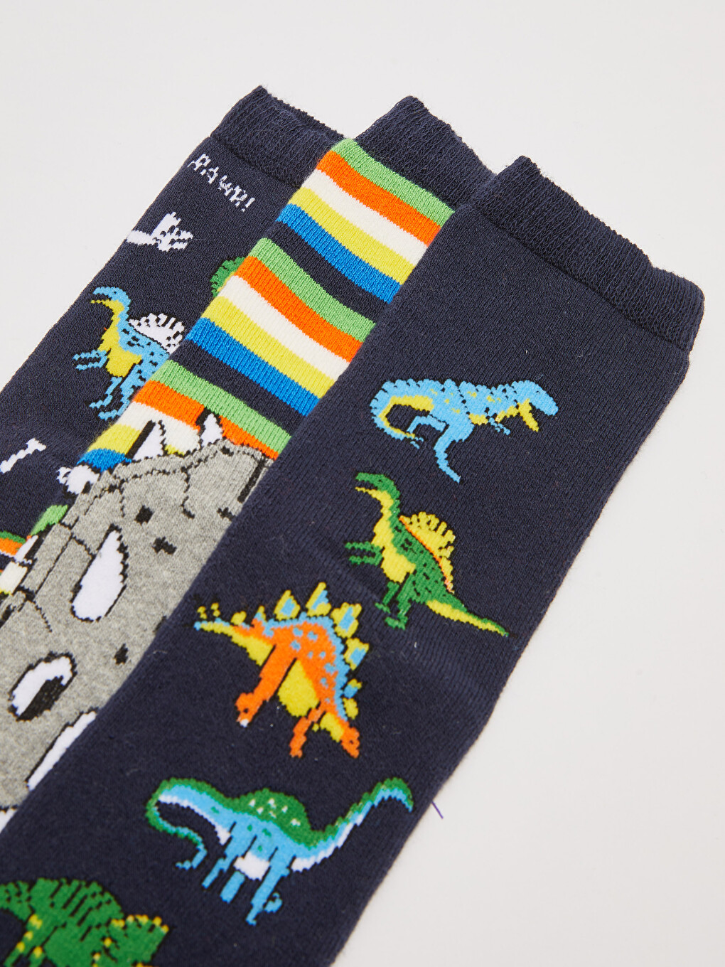 Dinosaur Patterned Boys Thick Terry Socks 3 Pack-3