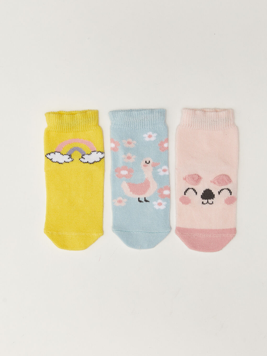 Комплект из 3-х пар носков до щиколотки с принтом для малышек девочек-1