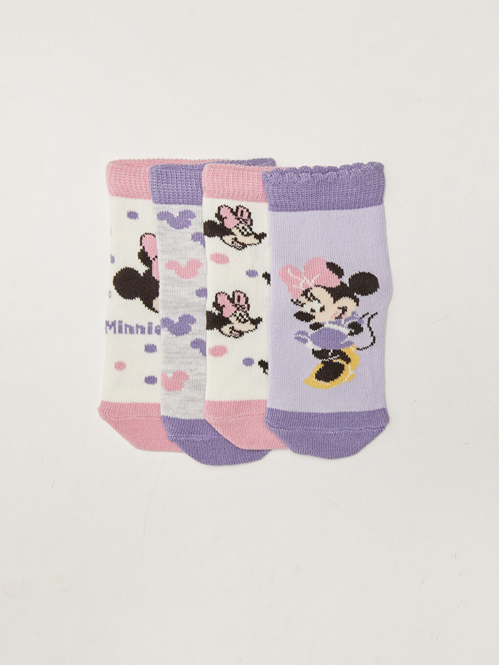 LCW baby Minnie Mouse Printed Baby Girl Socks 4 Pack -W19219Z1-FKK