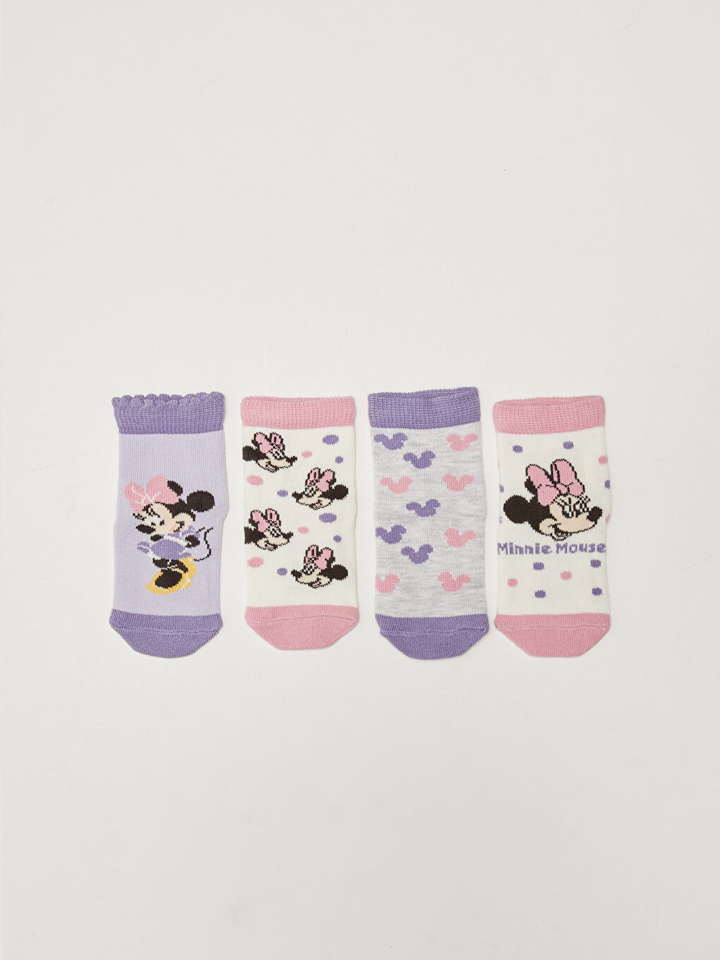 LCW baby Minnie Mouse Printed Baby Girl Socks 4 Pack -W19219Z1-FKK