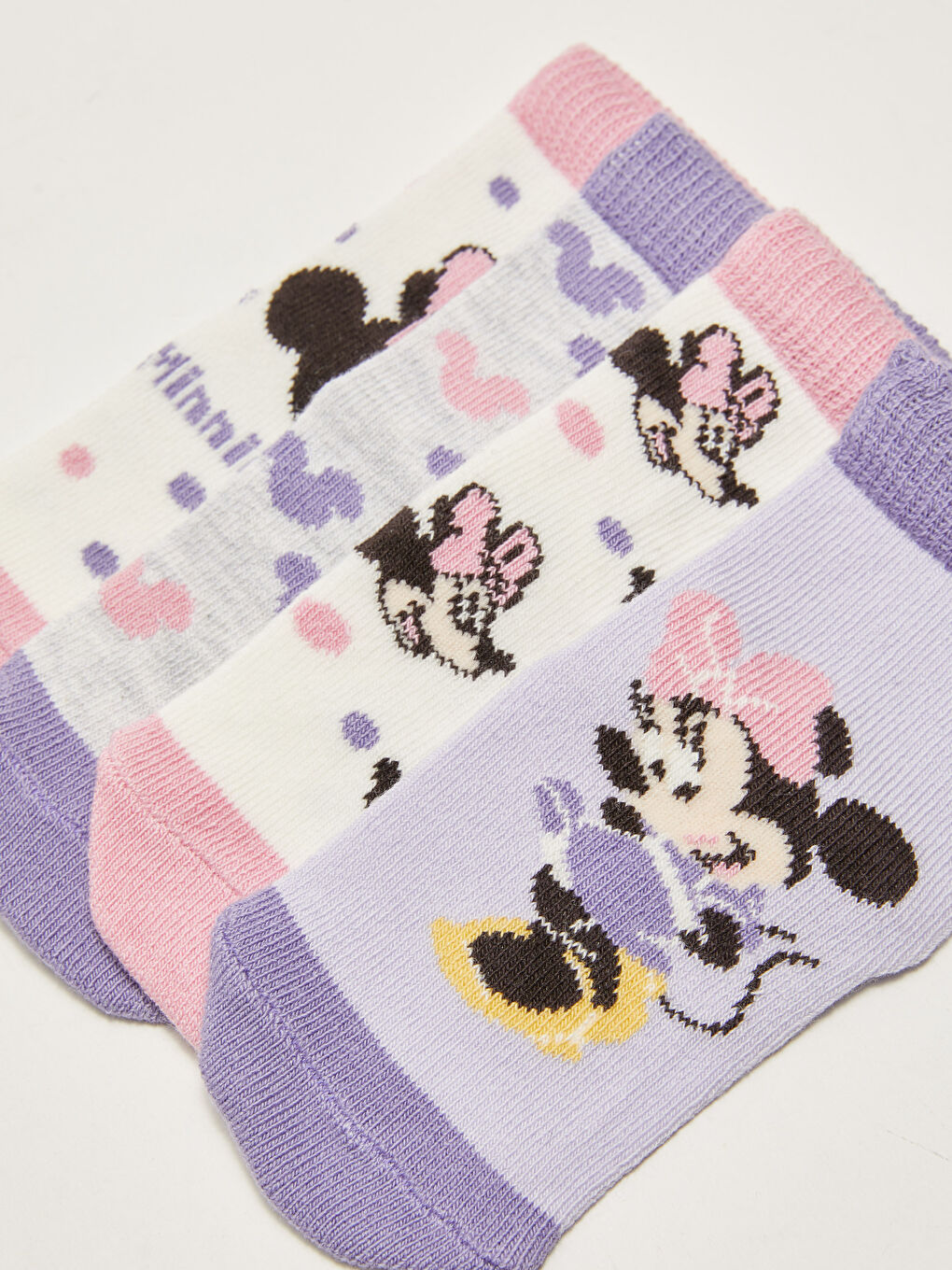 LCW baby Minnie Mouse Printed Baby Girl Socks 4 Pack -W19219Z1-FKK