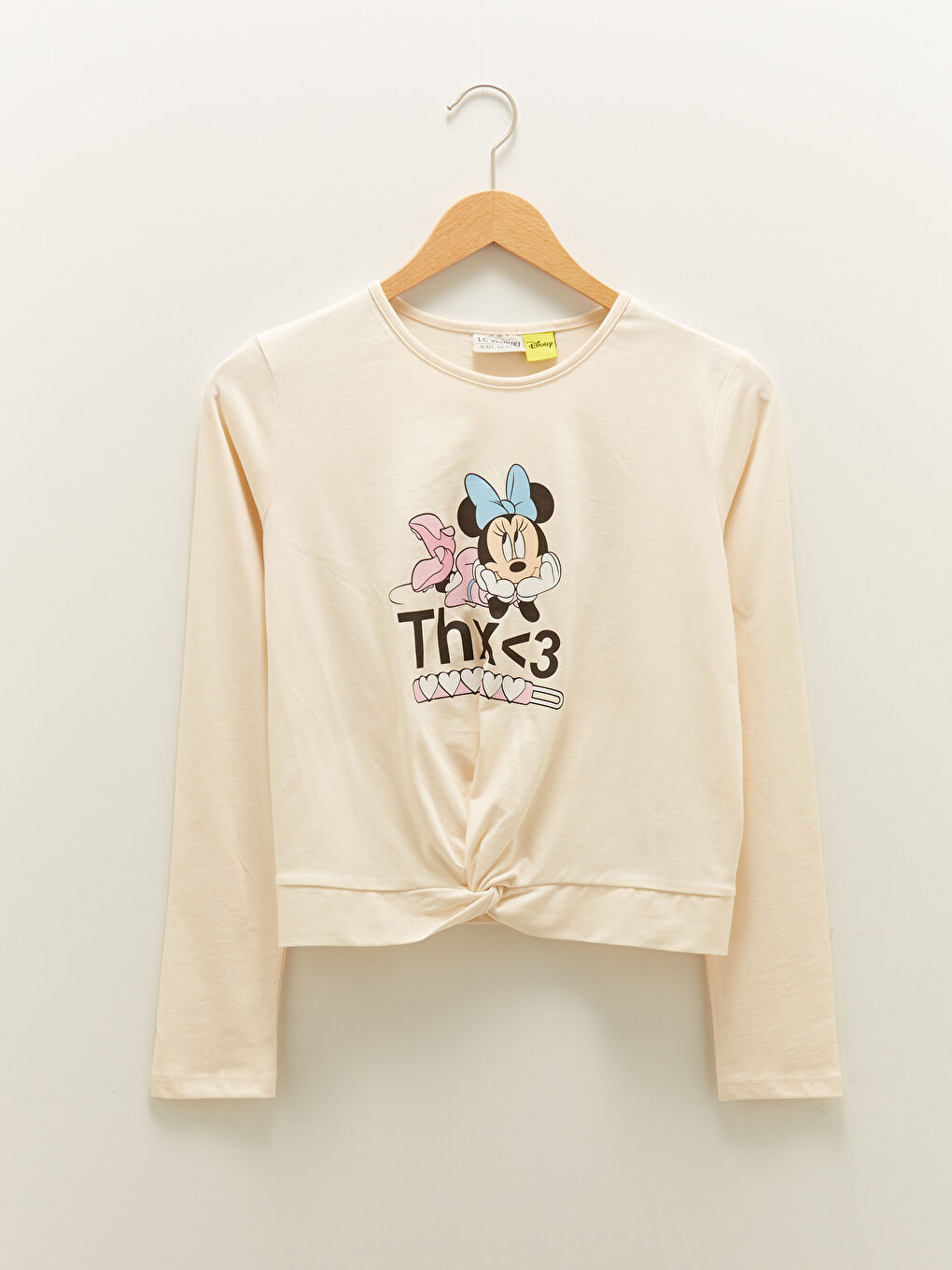 LCW Kids Crew Neck Minnie Mouse Printed Long Sleeve Cotton Girls T-Shirt -W19302Z4-FRC