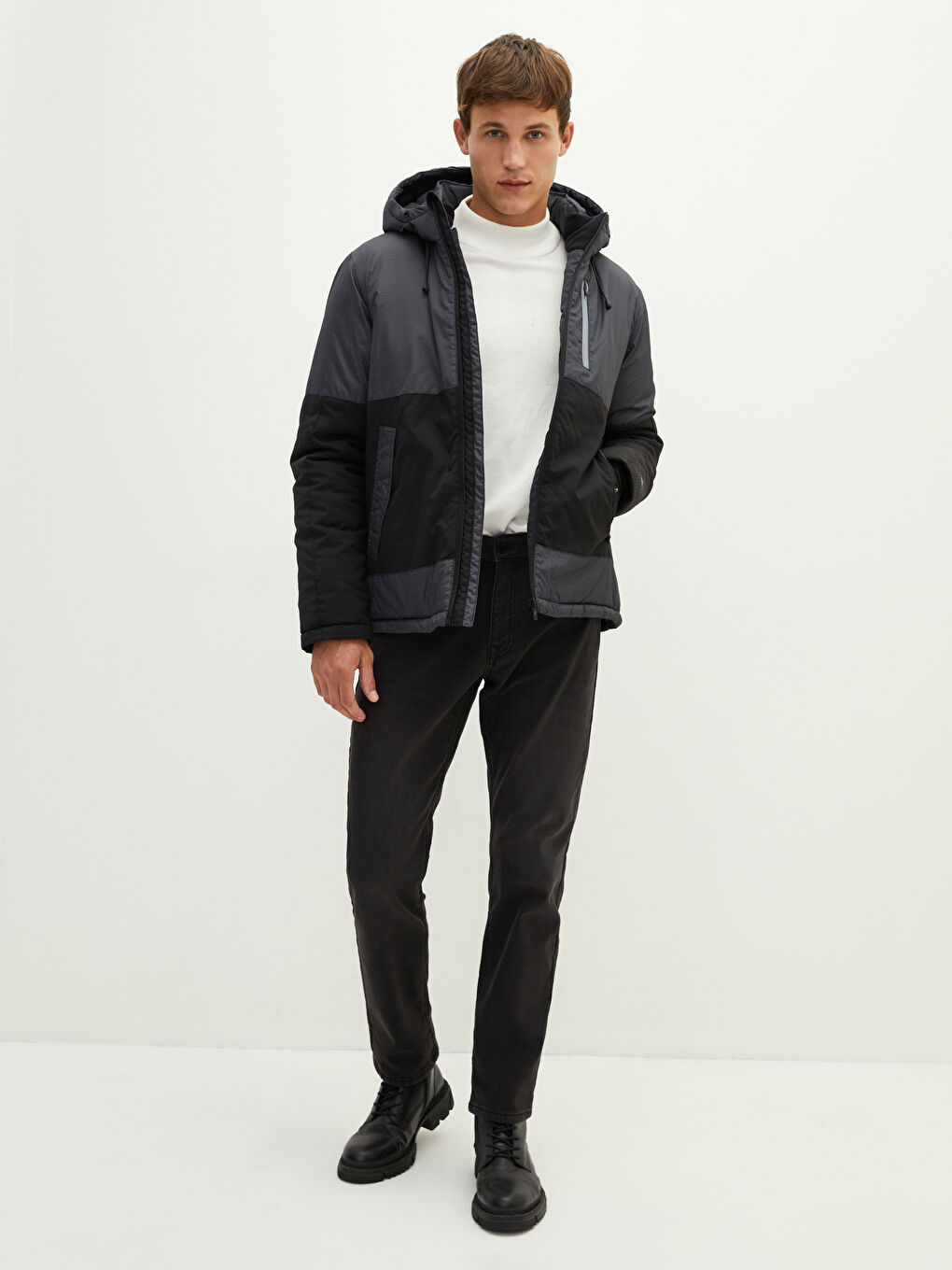 Standard Fit Hooded Men's Coat-4