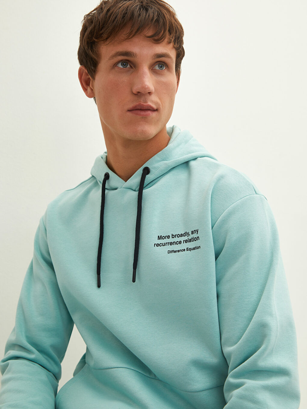 Yeşil Uzun Kollu Baskılı Erkek Kalın Hoodie