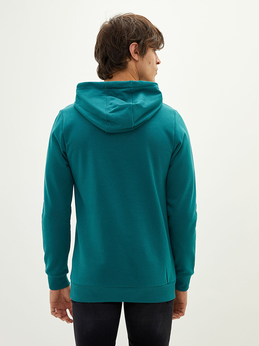 LCW Casual Mat Yeşil Uzun Kollu Baskılı Erkek Hoodie - 4