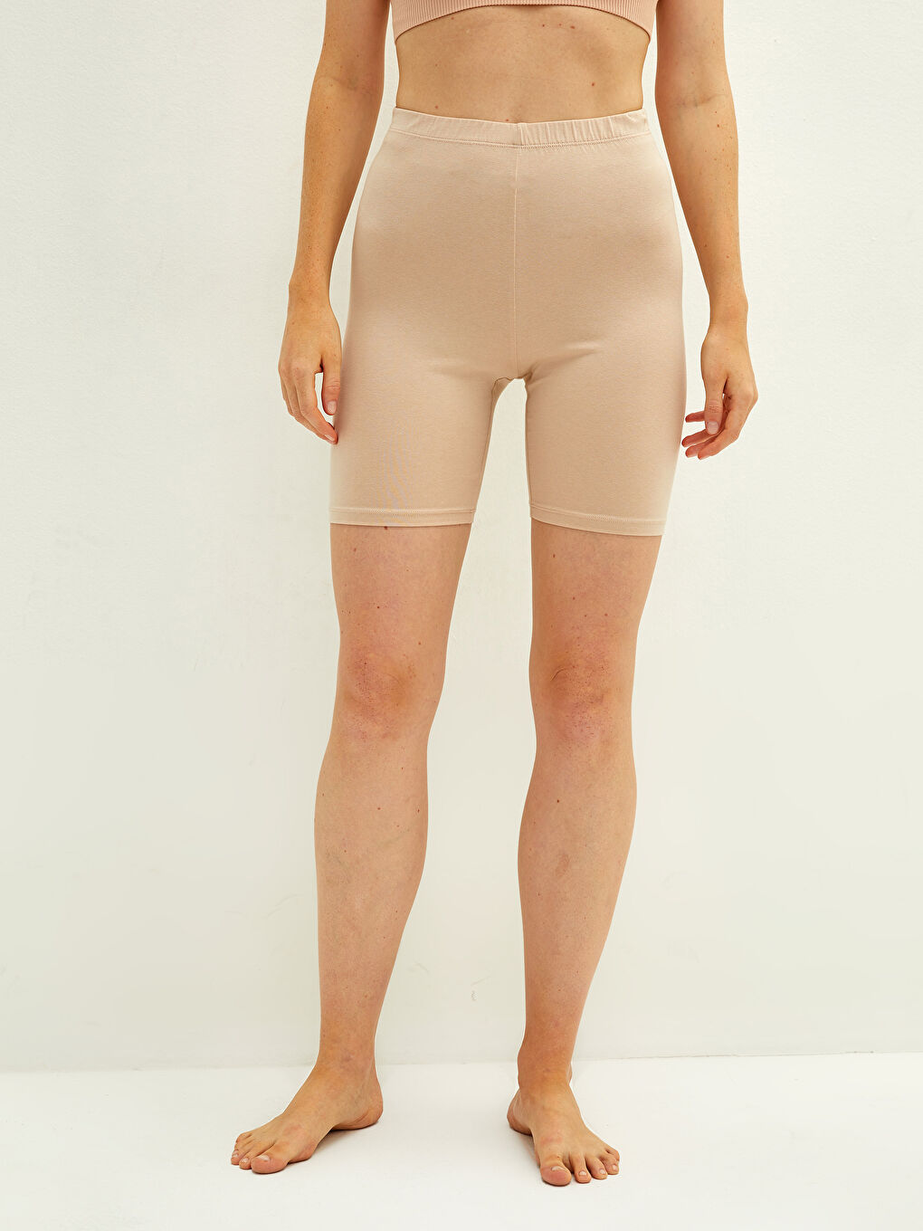 Pembe Beli Lastikli Düz Jüpon-4